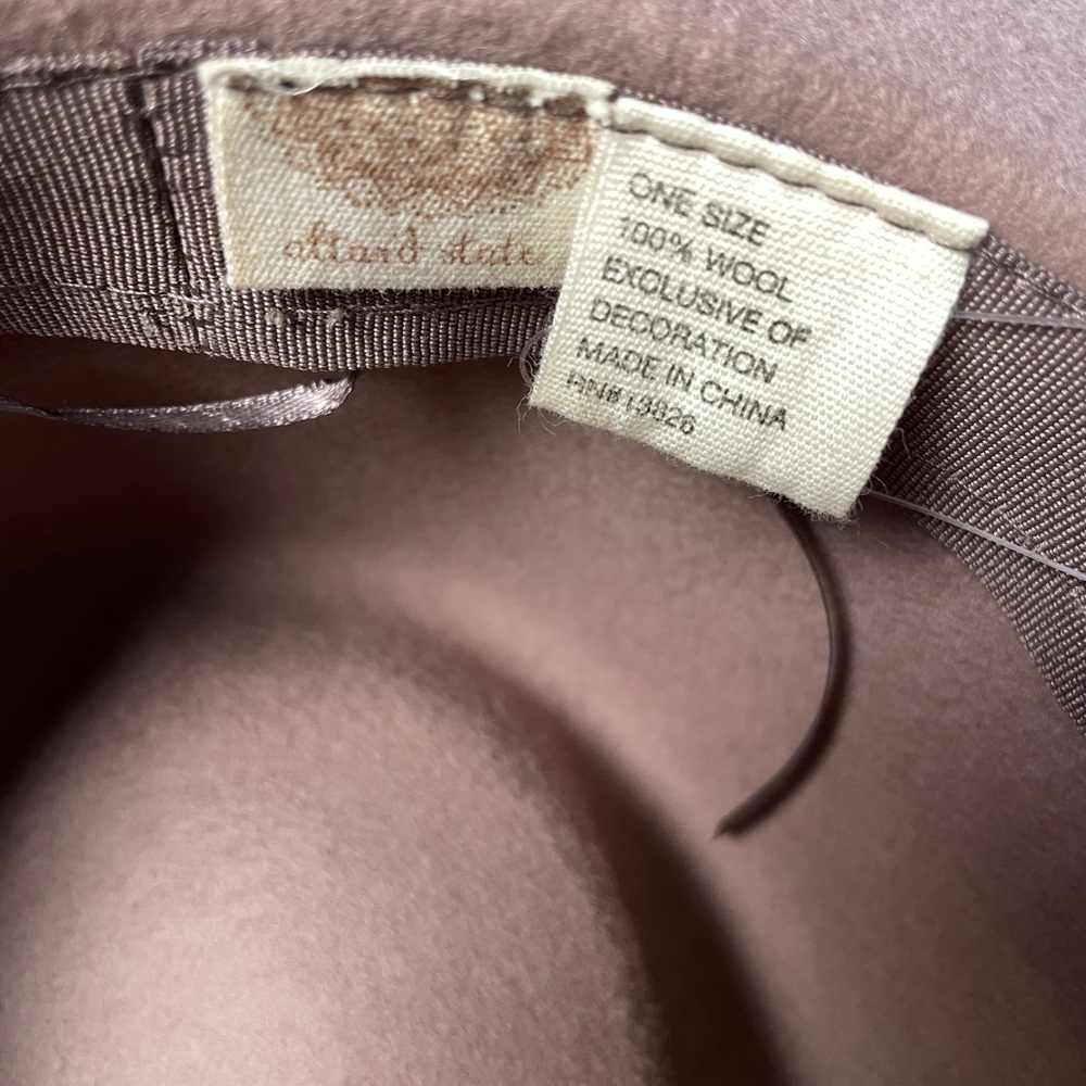 NWT Altar'd State Beige Mauve Wide-Brim Fedora Wool Hat - Picture 7 of 9